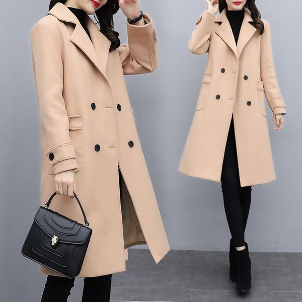 

size great 2021 mid-length for women and new winter western style elegant woolen coat tide 8mmr, Black