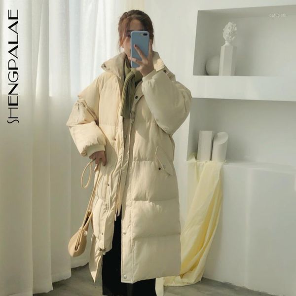 

shengpalae 2020 winter new women's thick zipper bat sleeved oblique pocket cotton-padded simple fashion parke coats zt12851, Black