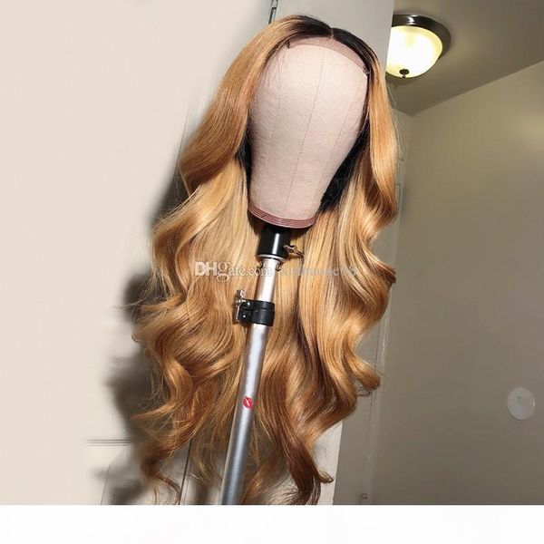 

1b 27 blonde full lace wigs human hair glueless virgin body wave blonde ombre lace wigs for white women bleached knots, Black;brown