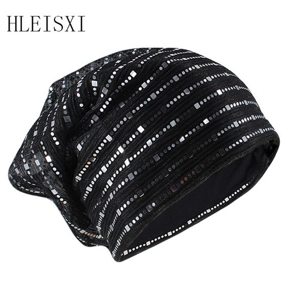 

women beanies skullie spring autumn warm beauty hat brand fashion new style thin female sequins bonnet casual hip hop hats