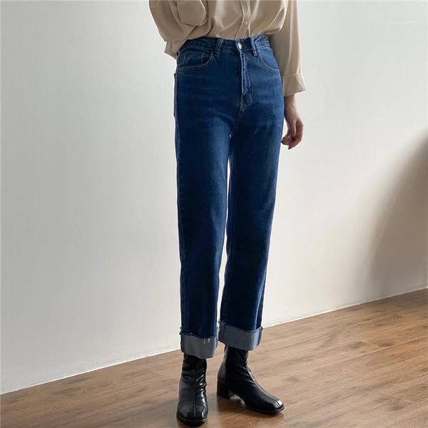 

myzyqg korean women straight jeans pant high waist pocket slim denim pants fashion harajuku female trousers1, Black;white