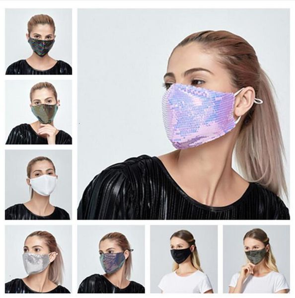 

fashion sequin bling dhl protective dustproof washable windproof reuse face elastic earloop mouth mask