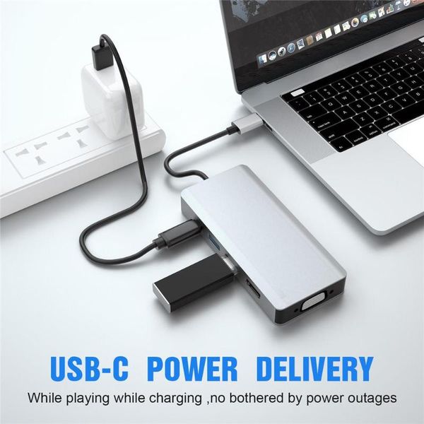 

5 in 1 docking station usb 3.1 pd charging/vga/usb3.0*2/hdmi 2k/4k multifunction adapter converter