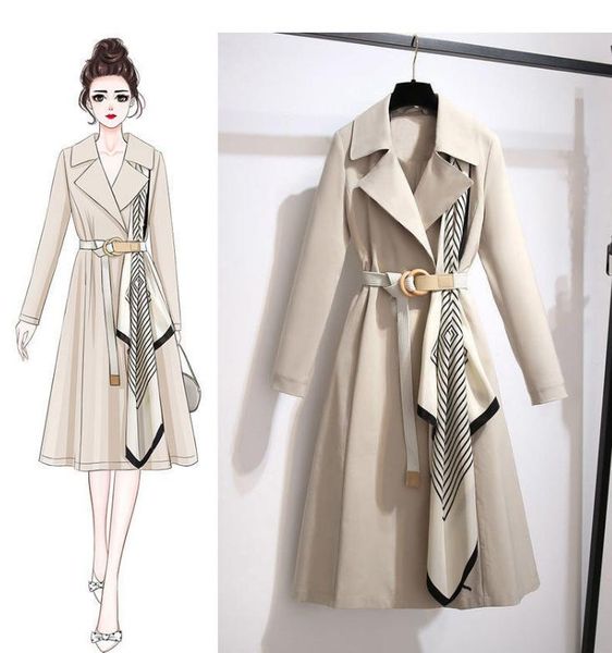 

2020 spring and autumn women's coats, new coats, women's wide lapel, slim and thin temperament, mid-length high-end fashion ladies, Tan;black