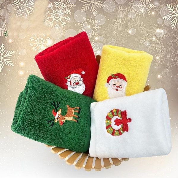 

towel decorative happy year 100% cotton hand christmas gift embroidered snowman santa claus kitchen dish towels1