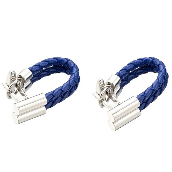 

blue leather chain cufflinks healthy cuff link weaving cuffs button gemelos men jewelry 5pairs drop shipping 248 z097w, Silver