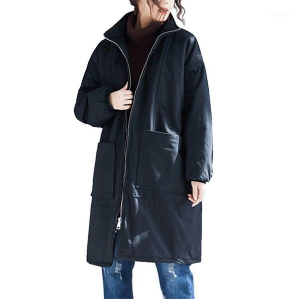 

winter loose parkas women cotton-padded jacket plus size 4xl thicken coat female cotton fabric outerwear 120kg can be worn g7201, Black