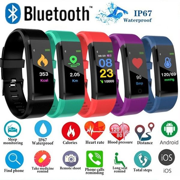 

115 plus смарт часы bluetooth спортивные часы здоровье умный браслет сердечного ритма фитнес шагомер браслет водонепроницаемый мужские часы