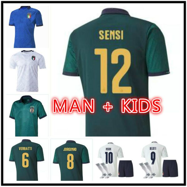 

men + kids 2020 immobile belotti zaniolo soccer jersey 20 21 jorginho el shaarawy bonucci insigne football shirt chiesa verratti sensi totti, Black;yellow