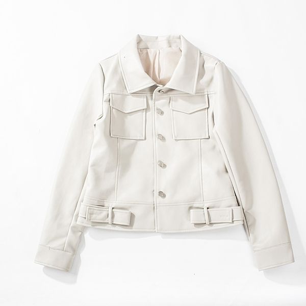 

women 2021 new bike biker plutonium women's leather lady autumn outerwear thin jacket ko7w, Black