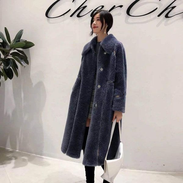 

winter women faux fur coat long fur coat loose lapel overcoat thick warm plus size female plush coats y2351, Black