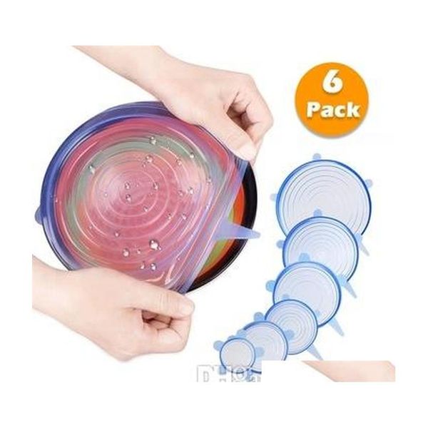 

6pcs/set universal sile suction lid-bowl pan cooking pot lid-sil stretch lids sile fruit cover pan spil qylsyr garden2010