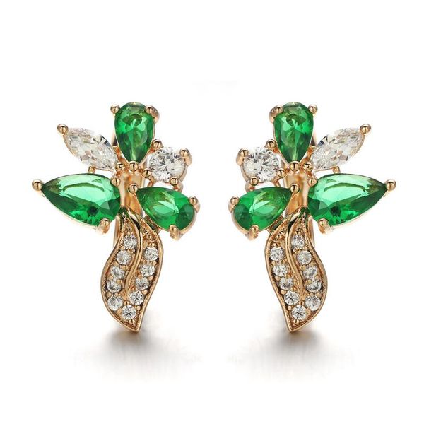 

hanreshe flower stud earrings green blue crystal metal quality small cute hiphop jewelry geometry earring woman accessories gift, Golden;silver