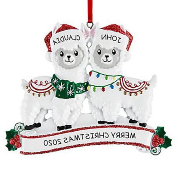 

cute family of alpaca diy name pvc tree hanging pendant christmas ornament