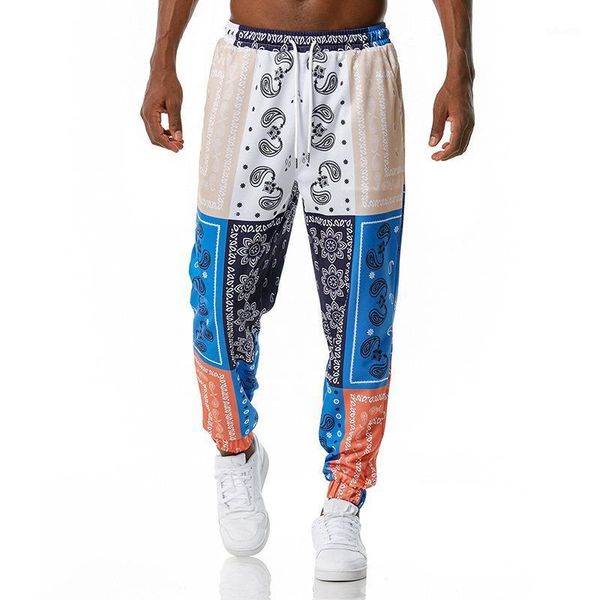 

autumn winter men's pant printed elastic waist breathable stretchy personality fashion sport fitness male casual trousers1, Black