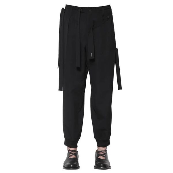 

men's pants streamer casual pants, baggy crotch loose and thin, Black