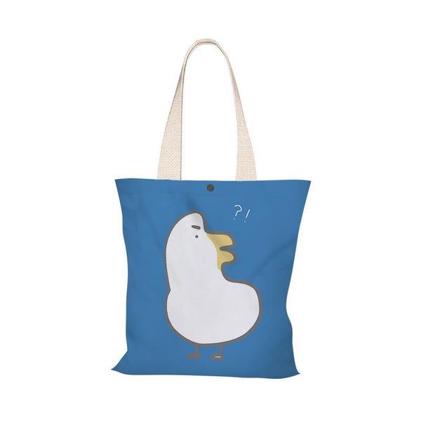 

women's gold silk cloth large capacity shopping bag cartoon duck print shoulder bag new style bolsa feminina luxury handbag