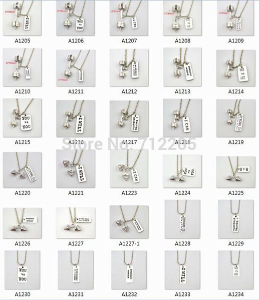 

pendant necklaces dumbbell barbell with beast gym sports necklace, Silver