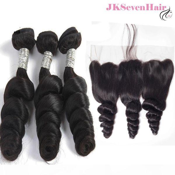 

10a grade brazilian virgin hair bundles 3 pcs with 13x4inch lace frontal loose wave indian remy hair extensions peruvian malaysian hair weft, Black