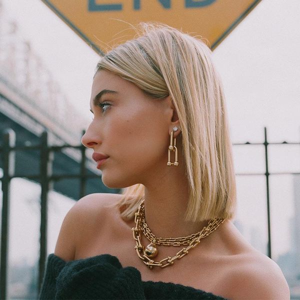 

ladies girls metal chain link choker statement charm necklace jewelry gift for women, Golden;silver