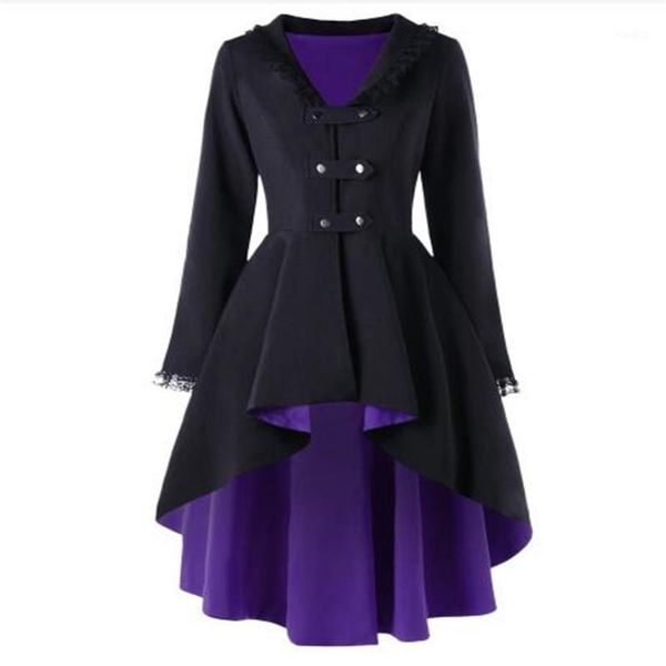 

2020 new trench winter coat women back lace up high low womens outerwear coats fashion v-neck long ladies overcoat1, Tan;black