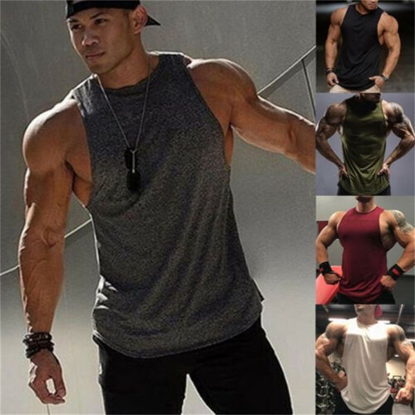 

2019 new men's casual o-neck tank sleeveless muscle hip hop gym bodybuilding size m-2xl, White;black