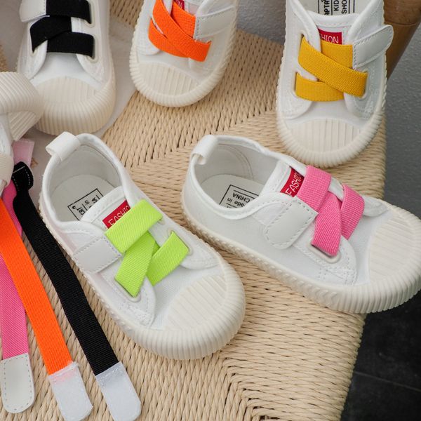 

2020 Korean children' canvas shoes spring and autumn new six-color shoes DIY magic post children' small white shoes children, Black;grey