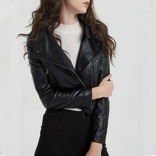 

autumn 2020 new fashion women's clothing elegant long sleeve black jacket outerwear motor biker zippers rivet jacket short coat1