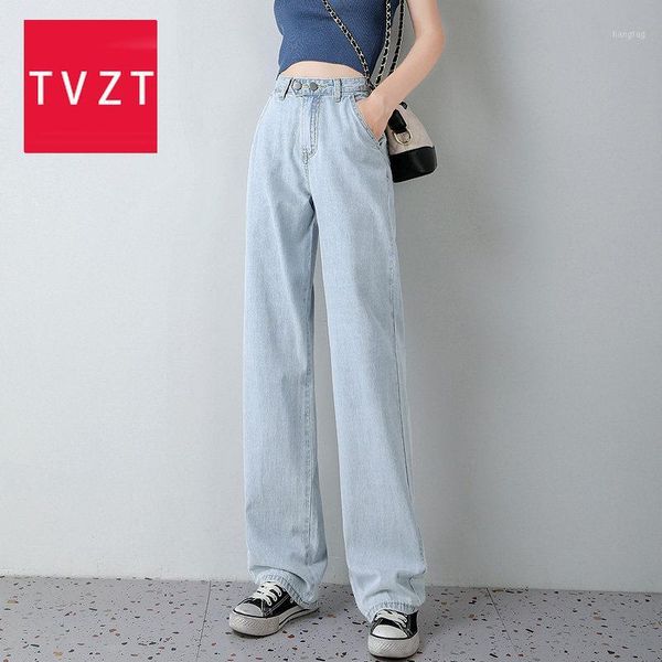 

tvzt wide leg jeans female 2020 new autumn fashion casual denim pants streetwear vintage high wast buttons jeans women1, Blue