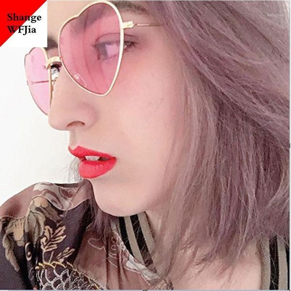 

sunglasses ladies heart shaped metal women brand designer fashion rimless love clear ocean lenses sun glasses oculos uv4001, White;black