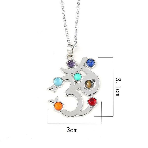 

7 chakra stones reiki healing point chakra pendant tree of life charm pendant ankh yoga jewelry semi precious stone qylwrf, Black