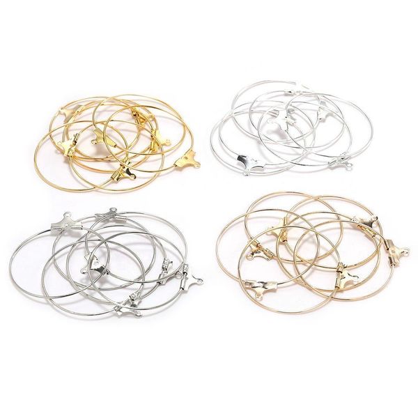 

30pcs 25 30 35 40mm hanging earrings big circle ear wire hoops earrings wires ear hooks for diy jewelry making material h jllpbw, White
