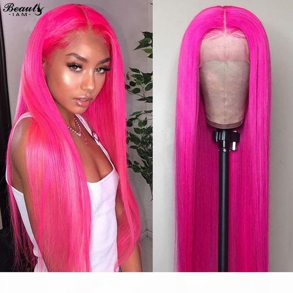 

straight pink wig human hair red lace front human hair wigs for women virgin brazilian hair wigs, Black