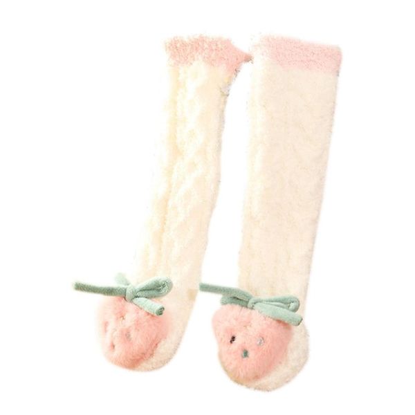 

socks toddler baby autumn cable knitted knee high long solid color infant little girls cotton stockings, Pink;yellow