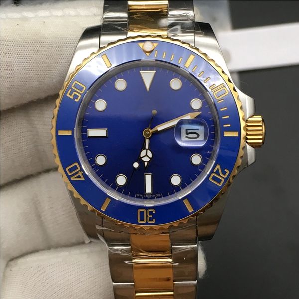 

3 colors watches men sapphire blue black ceramic bezel gold stainless steel 40mm 116613lb 116618ln 116613 automatic mechanical wristwatch, Slivery;brown