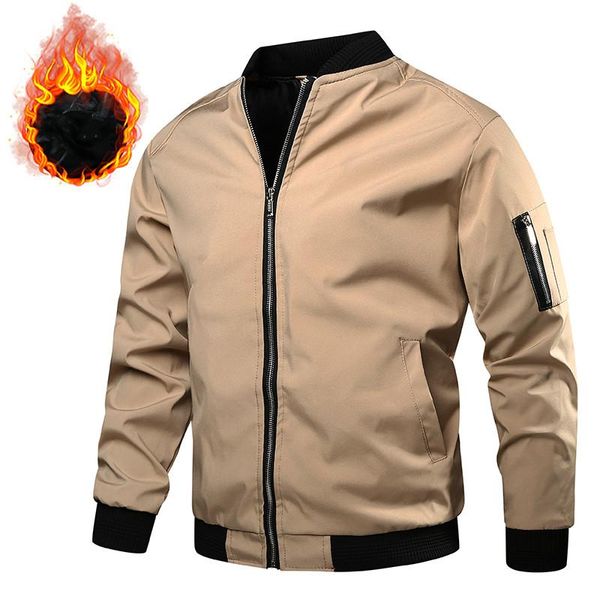 

men's jackets 2021 autumn mens warm bomberjackets men casual fleece thick windbreaker coats male baseball outwear m-6xl, Black;brown