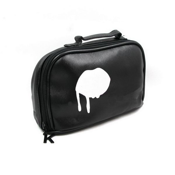 

waterproof cosmetic bag case large leather fashion women zipper black makeup bags