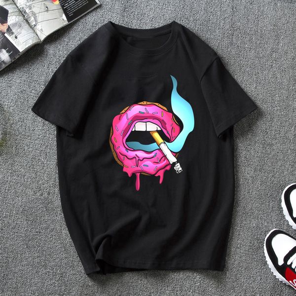 

спорт donut губы курение простой стиль одежды punk печати женщины тенниска вскользь hipster мужчины майка drop кораблей мода o-образным выре