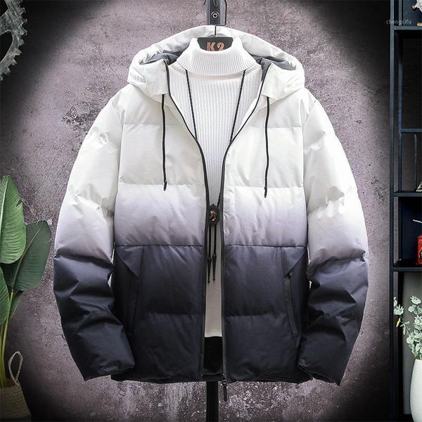 

winter gradient down jacket men 2020 cargo jacket hooded windproof coat streetwear waterproof for men1, Black
