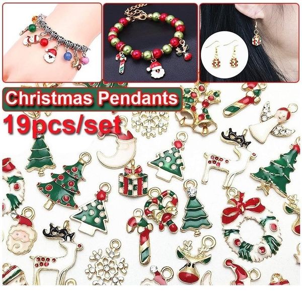 

mixed metal charms christmas pendant ornaments beads for jewelry making xmas tree elk santa claus snowman diy bracelet jllbud, Black