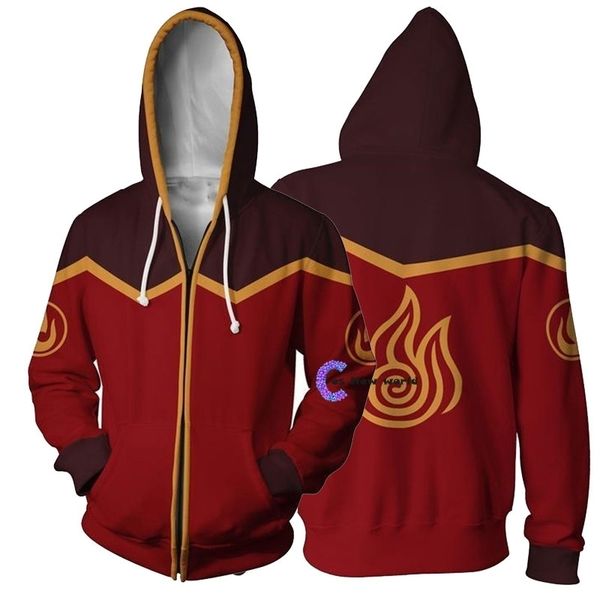 

men women avatar: last airbender costumes hoodies 3d printing cosplay zipper fashion flame sweatshirts spring autumn jackets 201020, Black