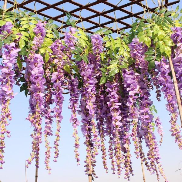 

decorative flowers & wreaths wisteria artificial home decoration fake leaves 12pcs/lot fleur artificielle sztuczne kwiaty1