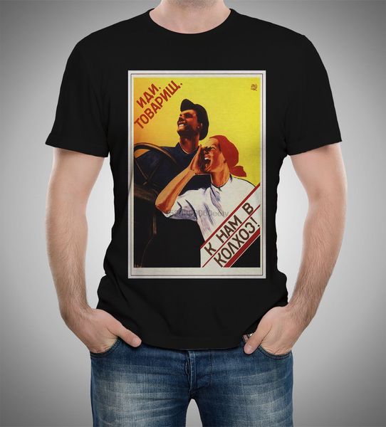

comrade come to our kolkhoz 1930 soviet posters t-shirt s to 5xl sport hooded sweatshirt hoodie