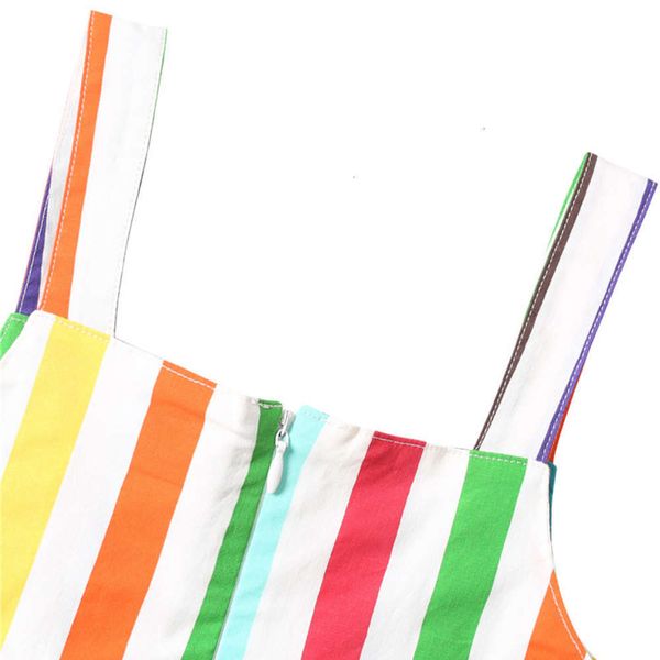 

suspender rainbow stripe children's new girl's skirt foreign sle one line collar baby drs bemidji n924, Red;yellow