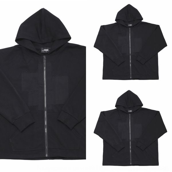 

54nhc dark wind cardigan zipper hooded sweater men's street fashion brand hiphop hoodie pulloverhoodie pullover loose solid color pullo, Black