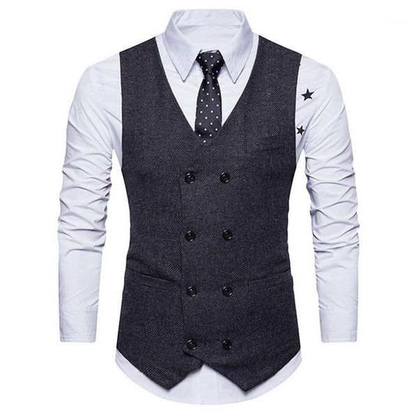

oeak business vest men vintage solid slim fit vests&waistcoats casual double breasted waistcoat sleeveless mens formal vest 20191, Black;white