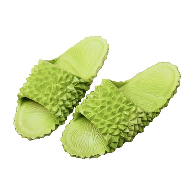 

2021 new female creative durian fluorescent green slides ladies see indoor beach shoes house slippers lbk1, Black