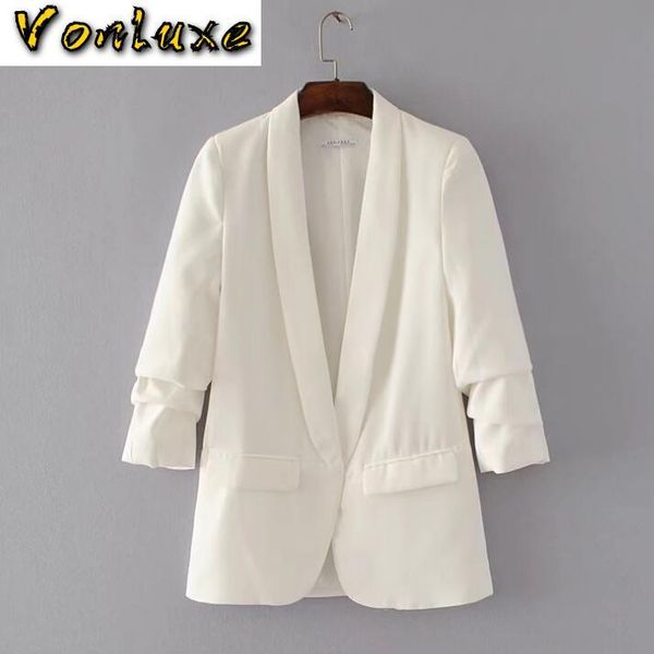 

women's suits & blazers ladies long sleeve blaser women suit jacket female feminine femme elegant red pink white black runway blazer