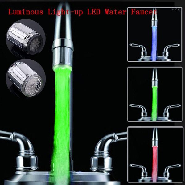 

luminous light-up led water faucet shower tap basin water nozzle bathroom kitchen heater faucets thermostat blue 3color 7 colors1
