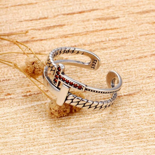 

personalized open double layer s925 pure silver ring for women